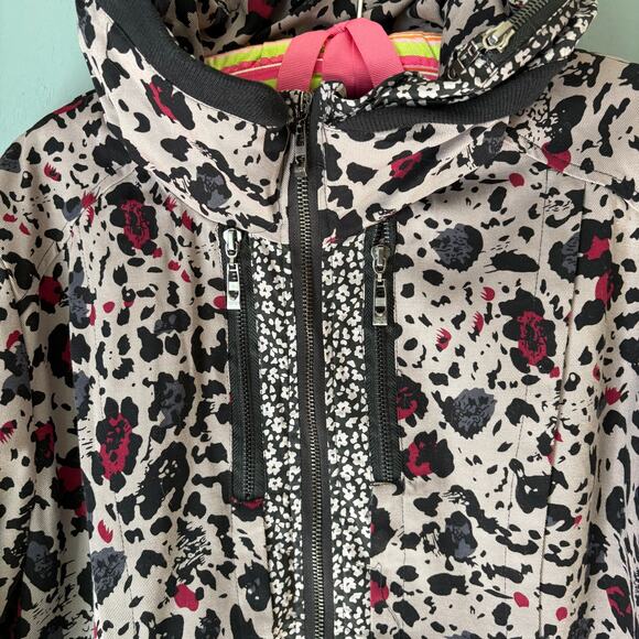 Unique WOMEN'S XL Animal Print Lavender Purple Zip Jacket Hooded Asian Cotton - Picture 9 of 16